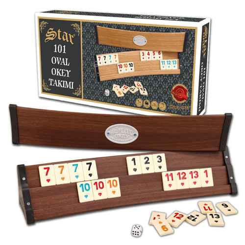 Star 101 oval okey set - okey, dunkel