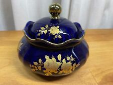 Royal Wunsiedel Bavaria Kobalt 24 Karat Gold Bonboniere Deckeldose Porzellandose