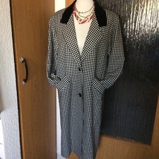 Damen Mantel  - Pepita  mit Samtkragen Gr. 36