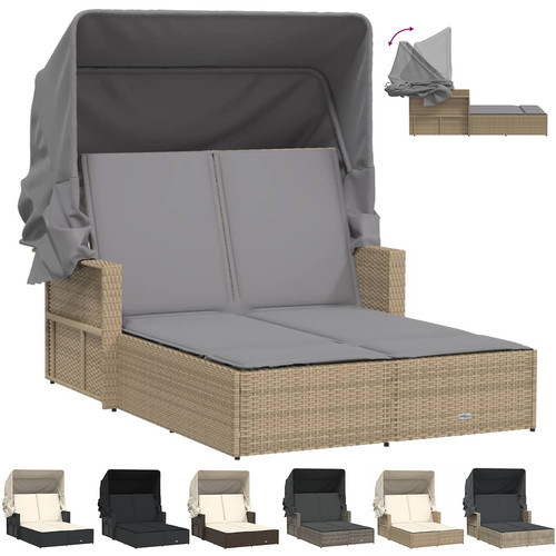Poly rattan doppel sonnenliege - poly,