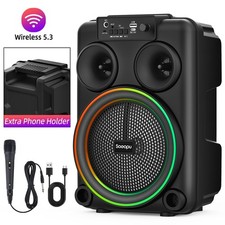 Bluetooth-Lautsprecher,kabellos mit Mikrofonen,Stereo-Sound RGB Speaker Partybox