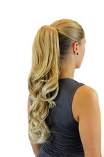 Haarteil Pferdeschwanz Zopf gewellt 55cm lang Butterfly-Klammer Blond-Mix W3063
