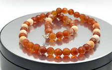 8 mm Facettiert Feuerachat Edelstein Kette 45 cm Silber  ( RB-12 )