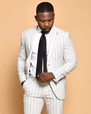 Weiß Arbeitskleidung Anzüge 2-Teiler Bräutigam Smoking Herren Maßgeschneidert