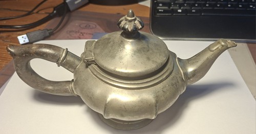 Zinn teekanne mit klappdeckel - mit,