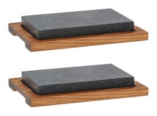 Kela Country Heißer Stein-Set 4-teilig Granit mit Unterlagen aus Akazienholz
