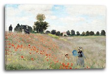 Lein-Wand-Bild Kunstdruck: Claude Monet Mohnfeld 1873