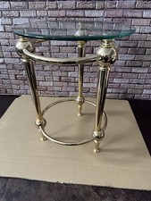 Couchtisch Beistelltisch Tisch Glas Gold ESG Hochwertig Rund 47hoch
