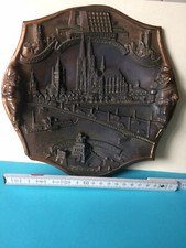 Wandteller-Motive Köln u.Rheinland aus 30iger Jahren-Metall gebraucht
