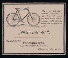 Alte Werbung Reklame 1898 Wanderer (2) Fahrradwerke Fahrrad Schönau b. Chemnitz
