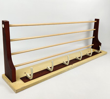 Vintage Wandgarderobe 60er Jahre – Dänisches Design, Holz Beige Braun, 6 Haken