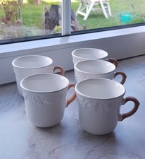 Vintage - 5 Kaffeebecher - Franco Giorgi, Quadrifoglio - creme Terracotta Henkel