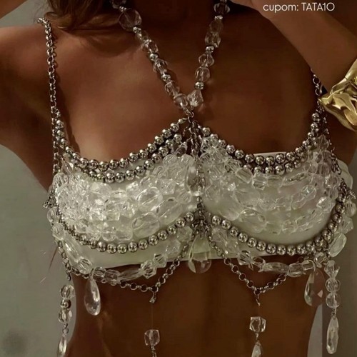 Bra body chain glitzer - body,