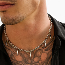 Rave Kette Y2K Gothic Titanstahl mit Stacheln – Unisex Festival Schmuck
