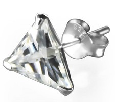 1 Paar Ohrstecker DREIECK Zirkonia Kristall  extra flach Silberohrstecker 925