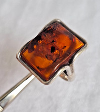 Ringe Silber 925 Vintage mit braunem Bernstein ca. Gr. 57 / 18,1 mm