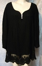 SCHWARZ SPITZE FEINE TUNIKA BLUSE HÄNGERCHEN Gr. 58 60 62