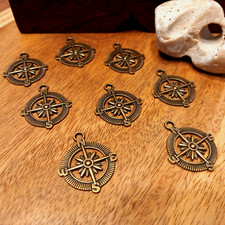 8 Kompass Maritim Kettenanhänger Charms Schmuckherstellung Bronze Farbe (7)