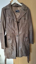 Damen Ledermantel, braun, gefüttert  in der Gr.40, Echtleder
