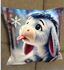 1 Kissen Winnie Pooh Eeyore I-Aah Baby Esel 45 x 45cm Schnee Winter NEU