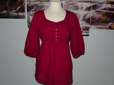 Kappahl Tunika 40 38 36 S M Weinrot Boho Ethno Baumwolle Spitze Lochspitze