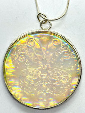 Vintage Sterlingsilber gerahmt Schmetterling Hologramm Anhänger Halskette