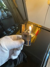 S. T. Dupont Feuerzeug Linie 1 Klein Gold / Chinalack Dunkel Blau ( Überholt )