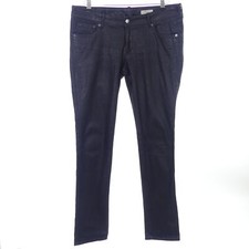 H&M Jeans Hose &SQIN Coated Pants Low Waist Slim Leg Schwarz Animalprint Gr. 32 