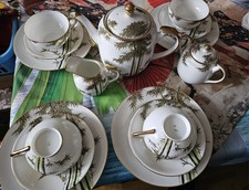 Japanisches Teeservice für  4 Pers. Porzellan,Ahornmuster aus den 60 Jahren