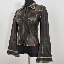 Rarität Miss Sixty Blaire Lederjacke Gr. M Kunstleder braun gold