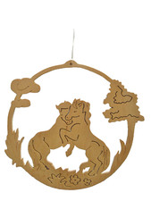 Deko Fensterbild Pferde Holz natur Gr. 20 x 18 cm