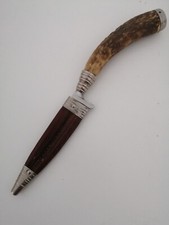 Hirschfänger Trachtenmesser Jagdmesser mit Hirschhorngriff und Lederscheide  NEU