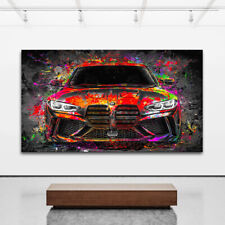 LEINWANDBILD BMW M4 ABSTRAKT AUTO WAND BILDER KUNSTDRUCK SPORTWAGEN DEKO XXL