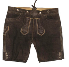 kurze STOCKERPOINT Herren- LEDERHOSE Trachtenhose aus WILDBOCKLEDER braun Gr. 54