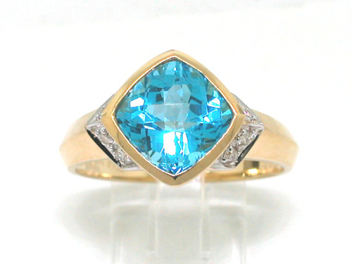 Blautopas ring 585 - blautopas, gelbgold