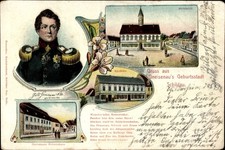Litho Schildau in Sachsen, Marktplatz, Apotheke, Gneisenau's... - 3816399