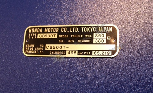 Honda cb500t typenschild - cb500t, /