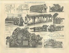 Baumwollindustrie Streckmaschine Wickelmaschine Siebtrommel Brockhaus 0345