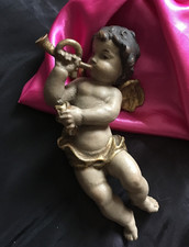 Musizierender Engel Putten aus geschnitztem Holz Höhe ca.  21 cm Weihnachten