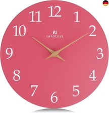 Lafocuse 30cm MDF Holz Wanduhr Rosa Ohne Tickgeräusche, Modern Lautlos Wanduhr 
