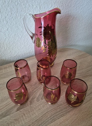 Vintage karaffe 6 gläser - 6,