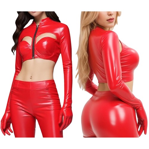 Damen bolero wetlook jacke - bolero,
