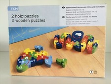 2 Holzpuzzles mit Zahlen und Buchstaben von TCM Neu u. OVP