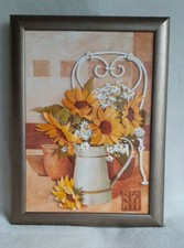 3D-Bild Sonnenblumen mit Krug im Wechselrahmen, 25x34 cm