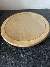 XL Servierplatte Drehbar Massiv Buchenholz Mit Abnehmbaren Glasplatte 35 cm NEU