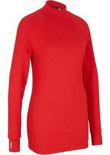 geripptes Longshirt Gr. 40/42 Tiefrot Damen Langarm Bluse Tunika Oberteil Neu