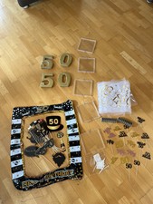 DEKO Dekoration 50 50. Geburtstag Fotodeko Muffin Topper Rahmen Holz Zahl Hänger