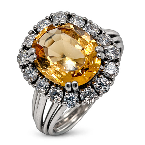 Citrinring 750 weißgold - 750,