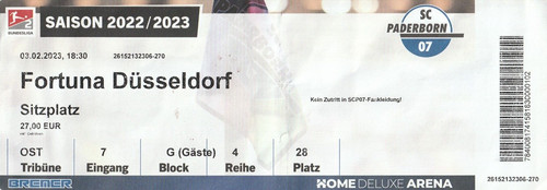Ticket paderborn fortuna - ticket,