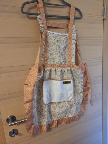 Latzschürze beige braun - latzschürze, beige/braun/weiß